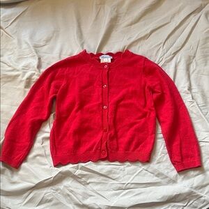 Jacadi Paris Red Scalloped Cardigan Size 6A